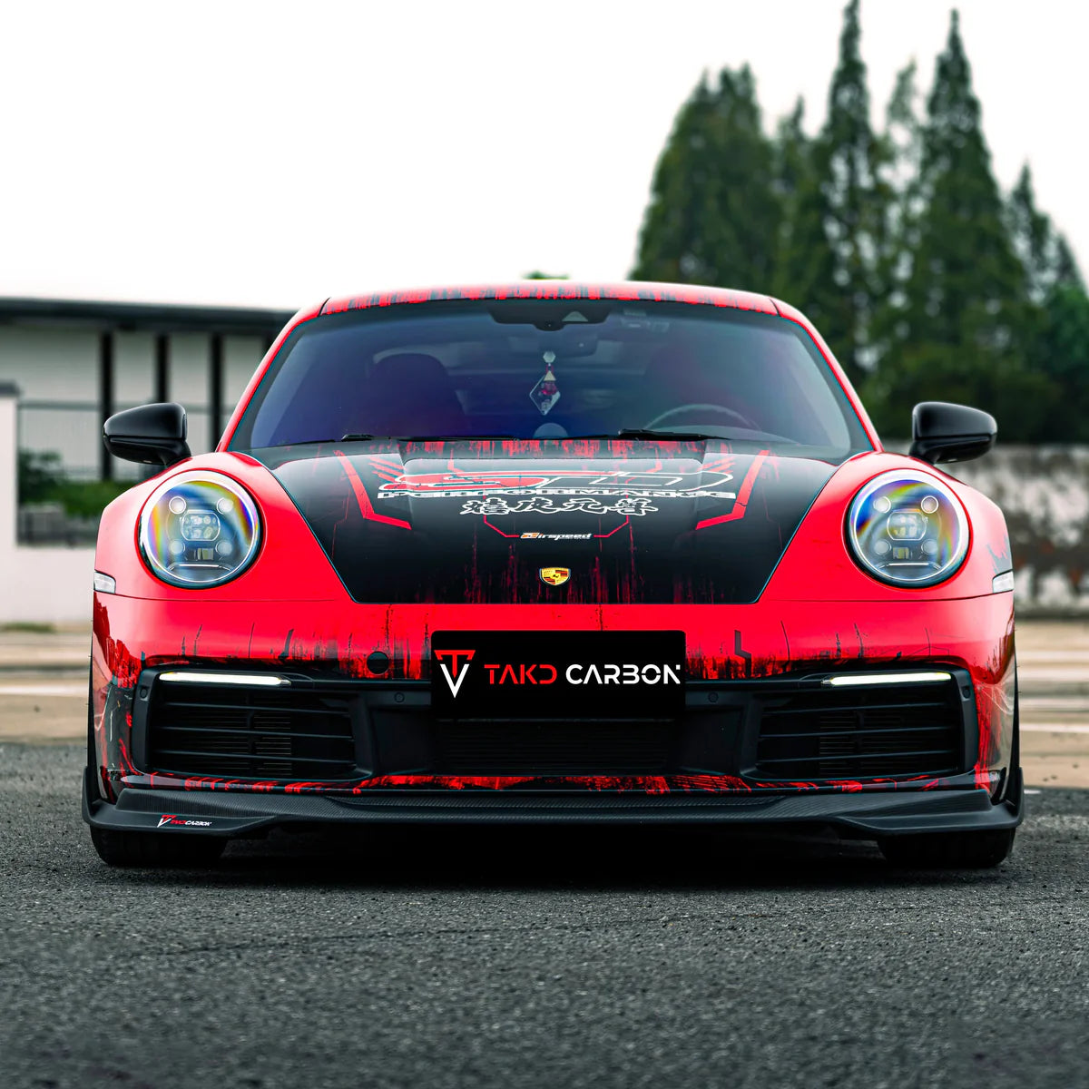 Porsche 992 911 Carrera – TAKD Style Pre-Preg Carbon Fiber Front Splitter - Exotics Carbon Design