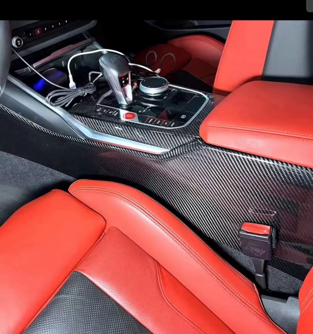 BMW G80 M3 / G82-G83 M4 – Carbon Fiber Center Side Console Trim Kit - Exotics Carbon Design
