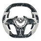 TDD-Style Forged Carbon Steering Wheel Flat Bottom & White Grips for Nissan GTR R35 (2017–2020) - Exotics Carbon Design