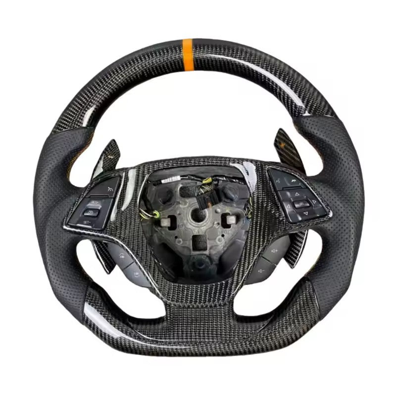 Full Carbon Fiber Perforated Leather Grips Steering Wheel - Chevrolet Camaro (2016–2024) - Exotics Carbon Design