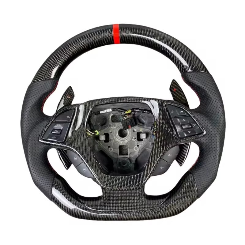 Full Carbon Fiber Perforated Leather Grips Steering Wheel - Chevrolet Camaro (2016–2024) - Exotics Carbon Design