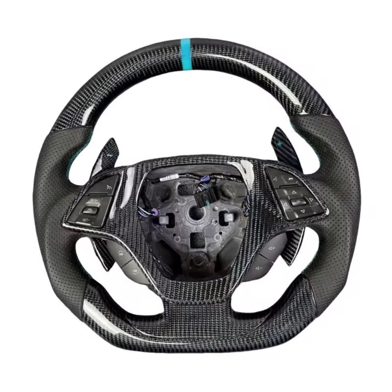 Full Carbon Fiber Perforated Leather Grips Steering Wheel - Chevrolet Camaro (2016–2024) - Exotics Carbon Design