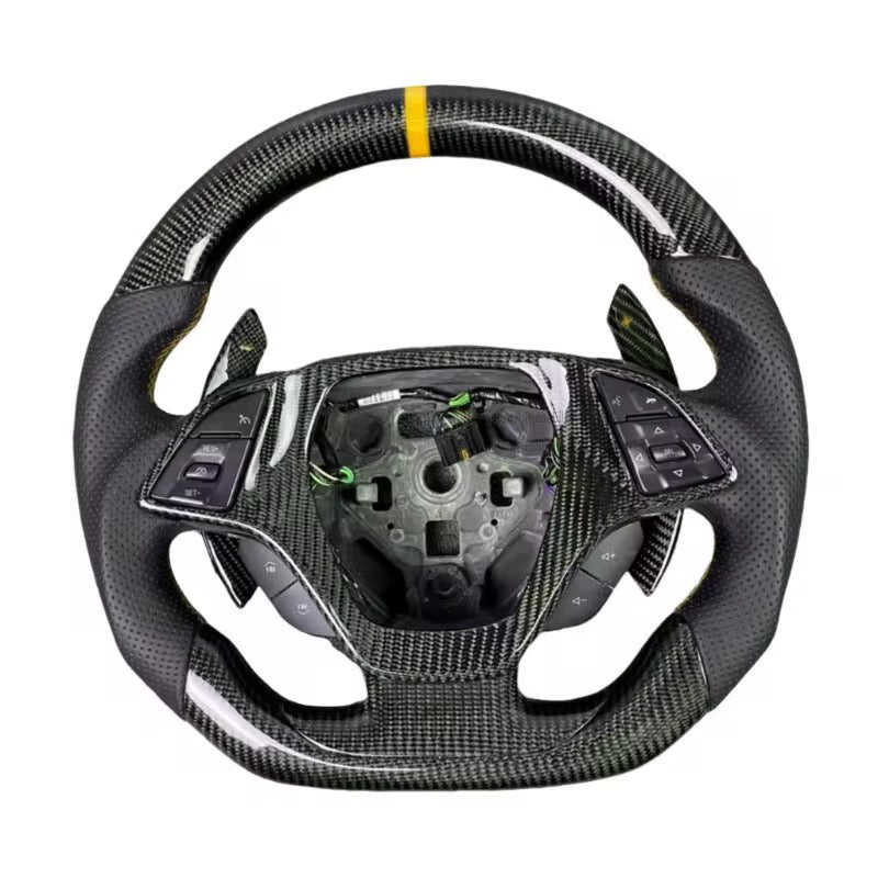 Full Carbon Fiber Perforated Leather Grips Steering Wheel - Chevrolet Camaro (2016–2024) - Exotics Carbon Design