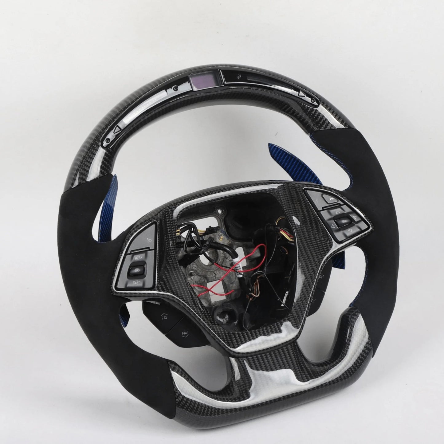 Full Carbon Fiber LED Steering Wheel with Alcantara Grips - Chevrolet Camaro (2016–2024) - Exotics Carbon Design