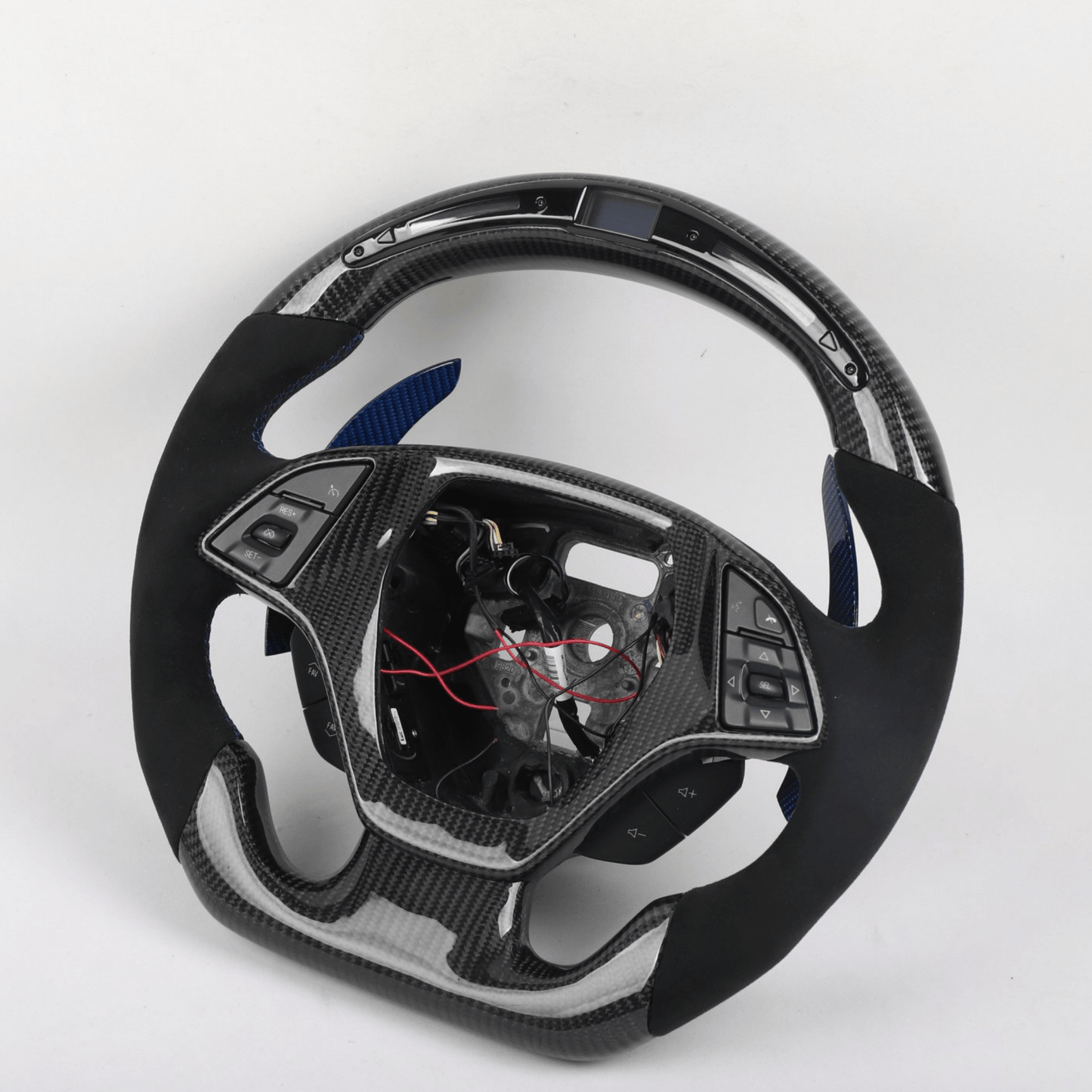 Full Carbon Fiber LED Steering Wheel with Alcantara Grips - Chevrolet Camaro (2016–2024) - Exotics Carbon Design