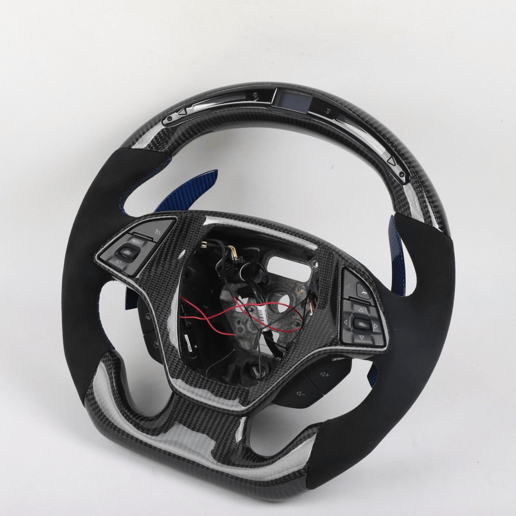 Full Carbon Fiber LED Steering Wheel with Alcantara Grips - Chevrolet Camaro (2016–2024) - Exotics Carbon Design
