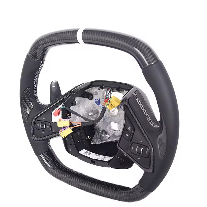 Carbon Fiber & Leather Steering Wheel - Chevrolet Corvette C8 (2020–2024) - Exotics Carbon Design