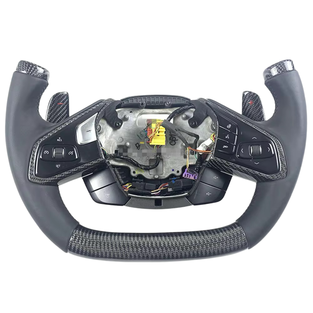 F1 Style Carbon Fiber & Leather Steering Wheel For Chevrolet Corvette C8 (2020–2024) - Exotics Carbon Design