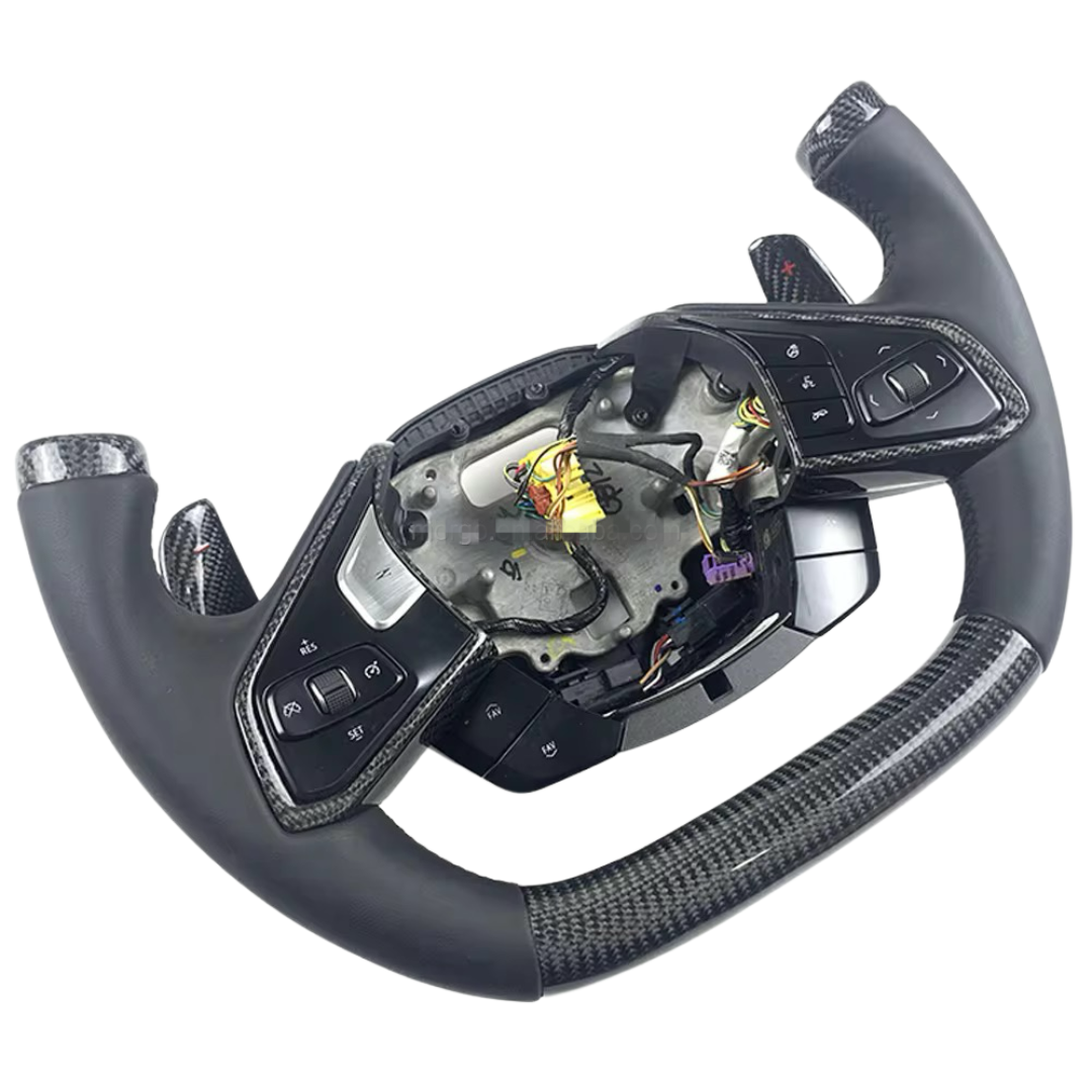 F1 Style Carbon Fiber & Leather Steering Wheel For Chevrolet Corvette C8 (2020–2024) - Exotics Carbon Design
