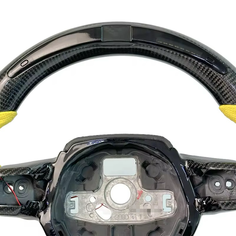 Carbon Fiber LED Steering Wheel with Yellow Leather – Lamborghini Huracán LP580-2 / LP610-4 - Exotics Carbon Design