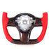 Red Carbon Fiber F1-Style Steering Wheel with Red Leather – Tesla Model Y (2020–2023) - Exotics Carbon Design