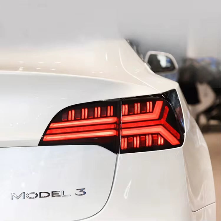 Y-Shaped Custom LED Taillights – Tesla Model 3 (2017–2023) - Exotics Carbon Design