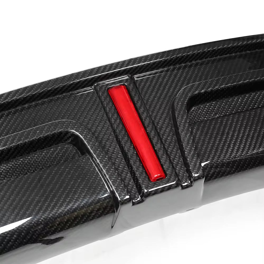 Carbon Fiber Rear Diffuser with Integrated LED – Tesla Model 3 Highland (2024+) - Exotics Carbon Design