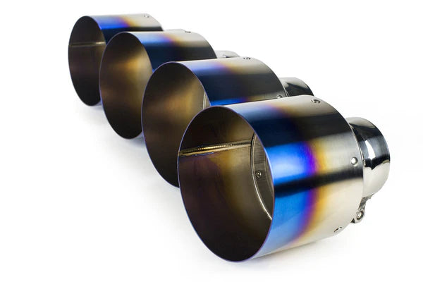 Blue Burnt Titanium Exhaust Tips - Nissan GT-R R35 (2009–2024) - Exotics Carbon Design