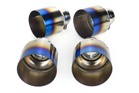 Blue Burnt Titanium Exhaust Tips - Nissan GT-R R35 (2009–2024) - Exotics Carbon Design