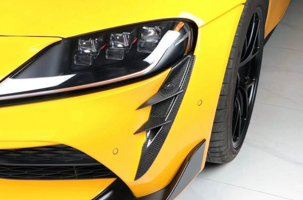 Carbon Fiber Front Bumper Canards - Toyota GR Supra A90/A91 - Exotics Carbon Design