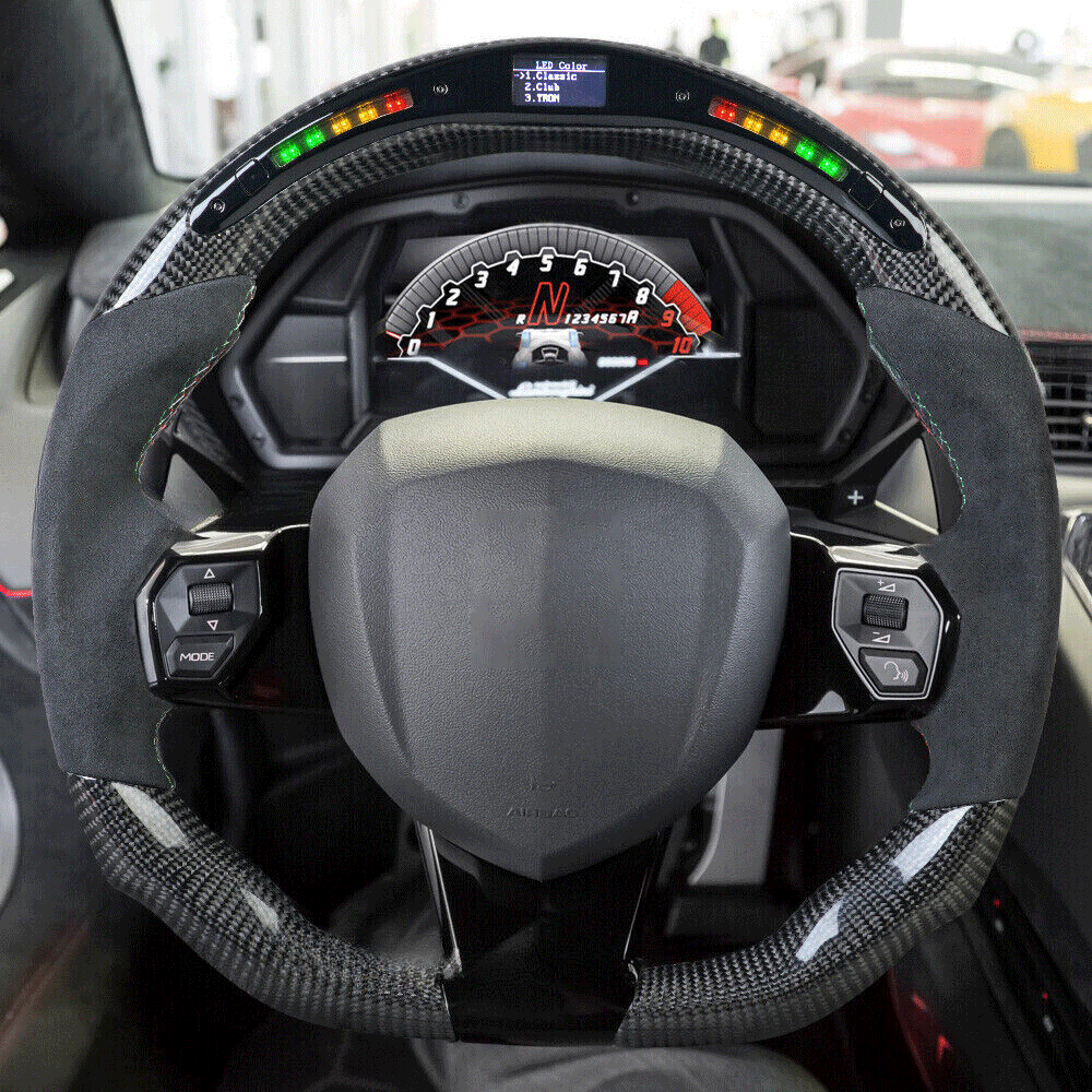Alcantara & Carbon Fiber LED Steering Wheel – Lamborghini Aventador LP700 - Exotics Carbon Design