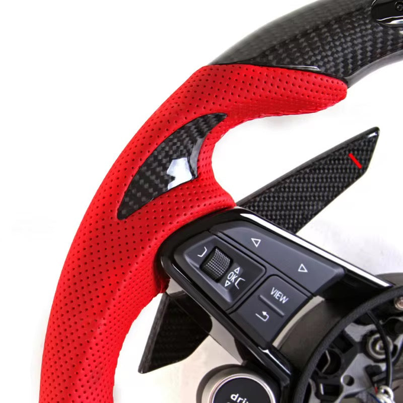 Carbon Fiber Red Leather LED Steering Wheel – Audi R8 (2016–2020) - Exotics Carbon Design