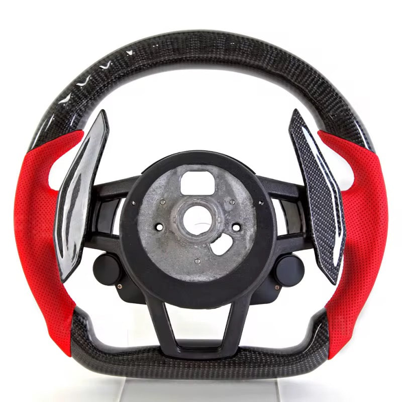 Carbon Fiber Red Leather LED Steering Wheel – Audi R8 (2016–2020) - Exotics Carbon Design