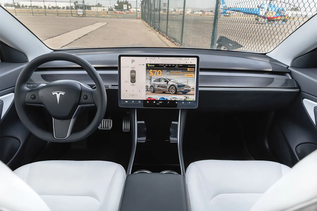 Carbon Fiber Dashboard Trim Premium Interior Accent – Tesla Model 3/Y (2021–2023) - Exotics Carbon Design