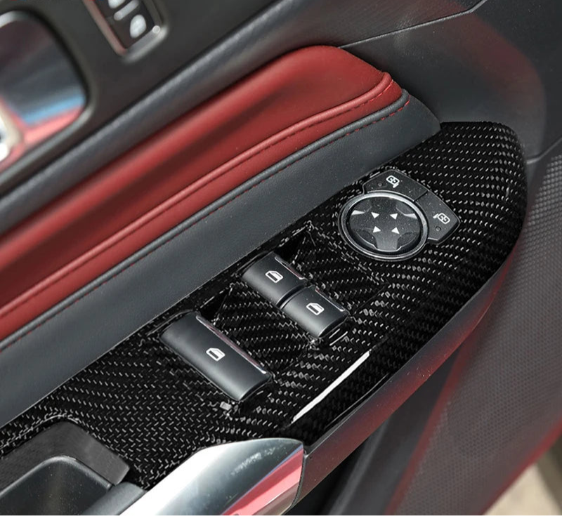Carbon Fiber Door Window Switch Panel Trim – Ford Mustang (2024+) - Exotics Carbon Design