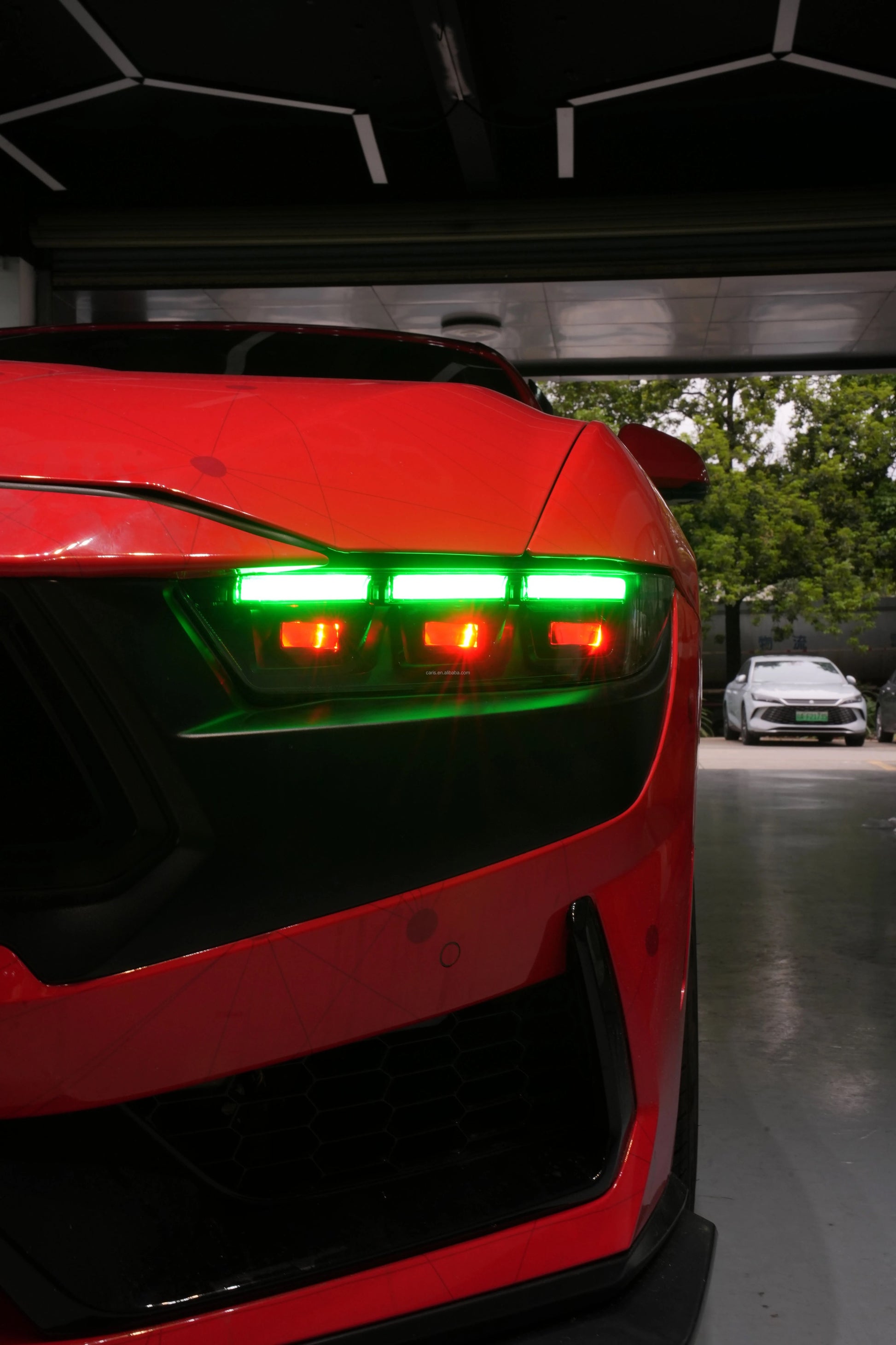 Archaic Colorful DRL Front Light with RGB Animation – Ford Mustang 2024+ - Exotics Carbon Design