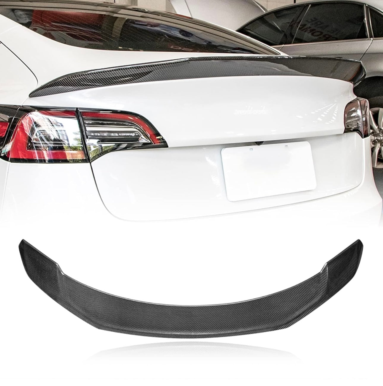 Tesla Model 3 - Race-Performance Carbon Fiber Sport Trunk Spoiler - Exotics Carbon Design