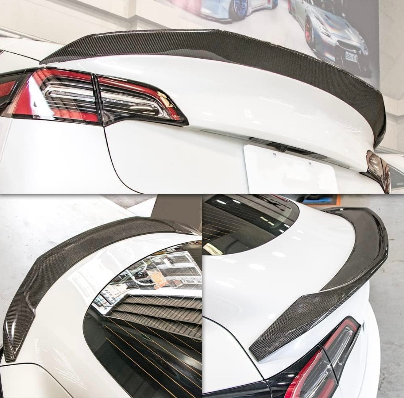 Tesla Model 3 - Race-Performance Carbon Fiber Sport Trunk Spoiler - Exotics Carbon Design