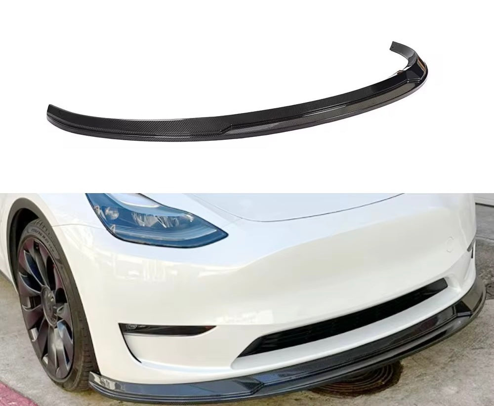 Tesla Model Y (2020-2024) - Carbon Fiber Exotic Design Front Lip - Exotics Carbon Design