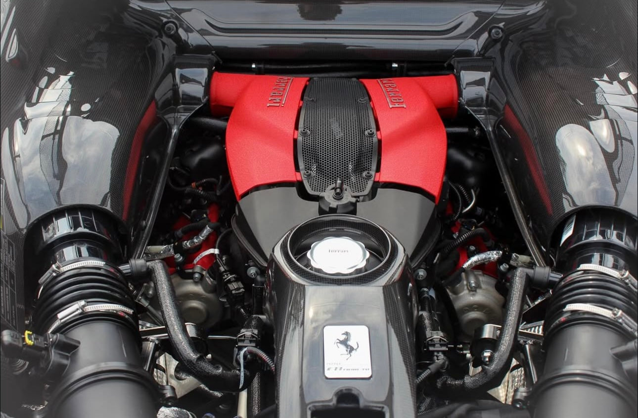Ferrari F8 - Carbon Fiber Engine Bay Cover Compartment Upgrade - Exotics Carbon Design