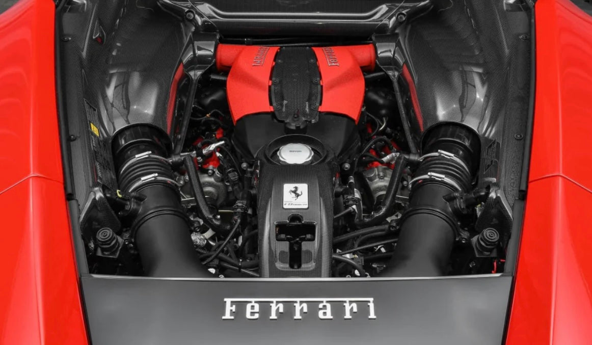 Ferrari F8 - Carbon Fiber Engine Bay Cover Compartment Upgrade - Exotics Carbon Design