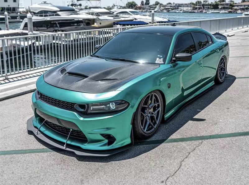 Full Carbon Fiber Hellcat Style Vented Front Hood – Dodge Charger (2015–2020) - Exotics Carbon Design