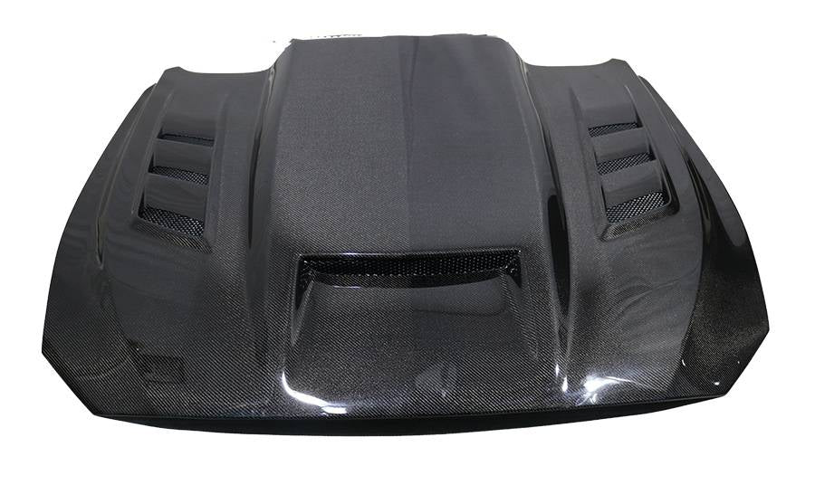 2015–2017 Ford Mustang - Saleen Style Vented Carbon Fiber Front Hood - Exotics Carbon Design