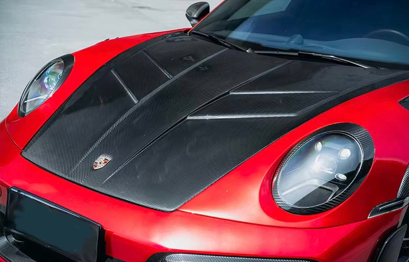 TC Style Vented Carbon Fiber Front Compartment Hood - Porsche 911 992 - Exotics Carbon Design