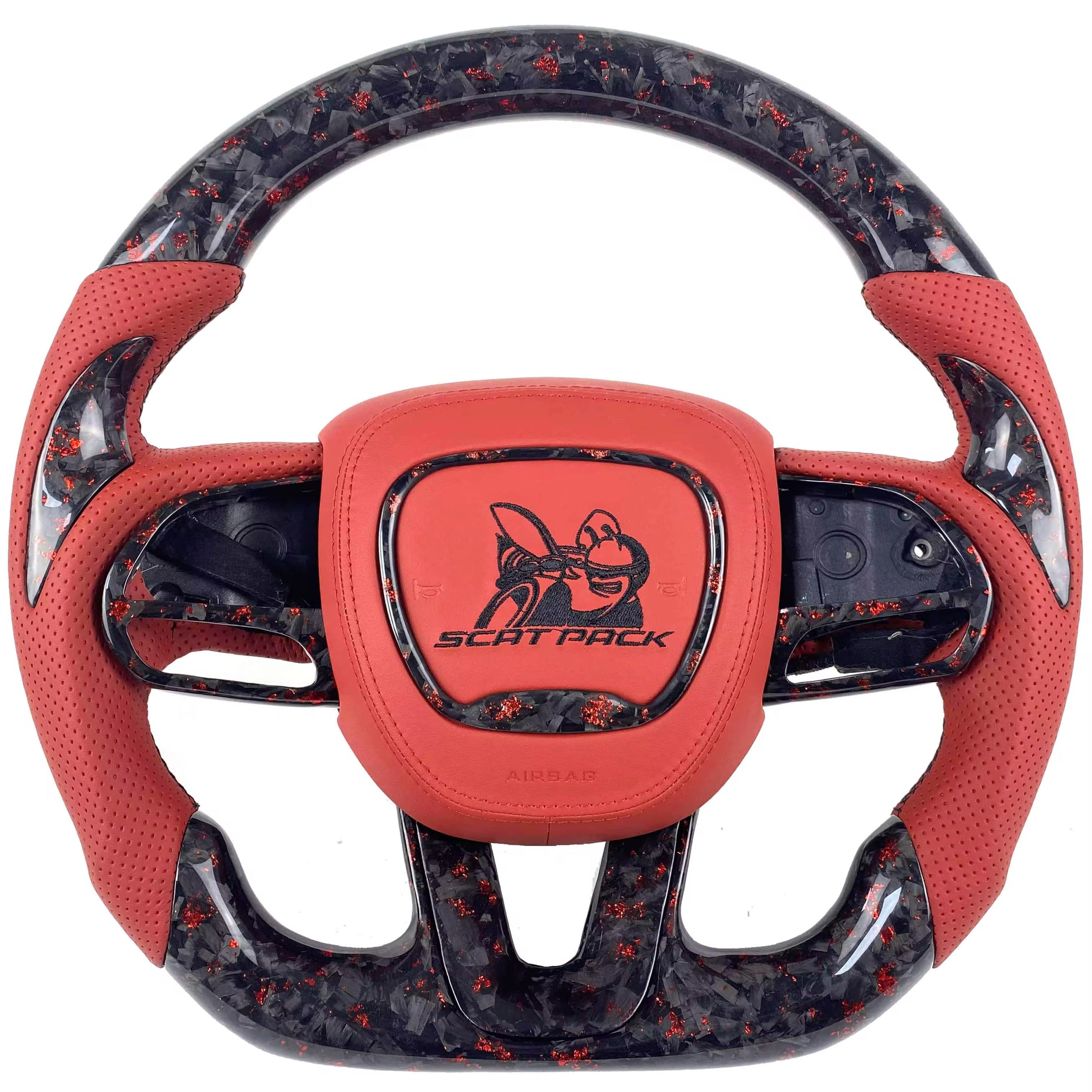 Red Forged Carbon Fiber Steering Wheel – Dodge Charger (2015–2022) - Exotics Carbon Design