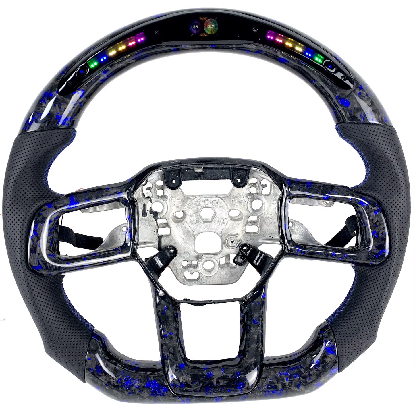 Blue Carbon Fiber With Led Light Steering Wheel – Ford Mustang S650 (2024+) - Exotics Carbon Design