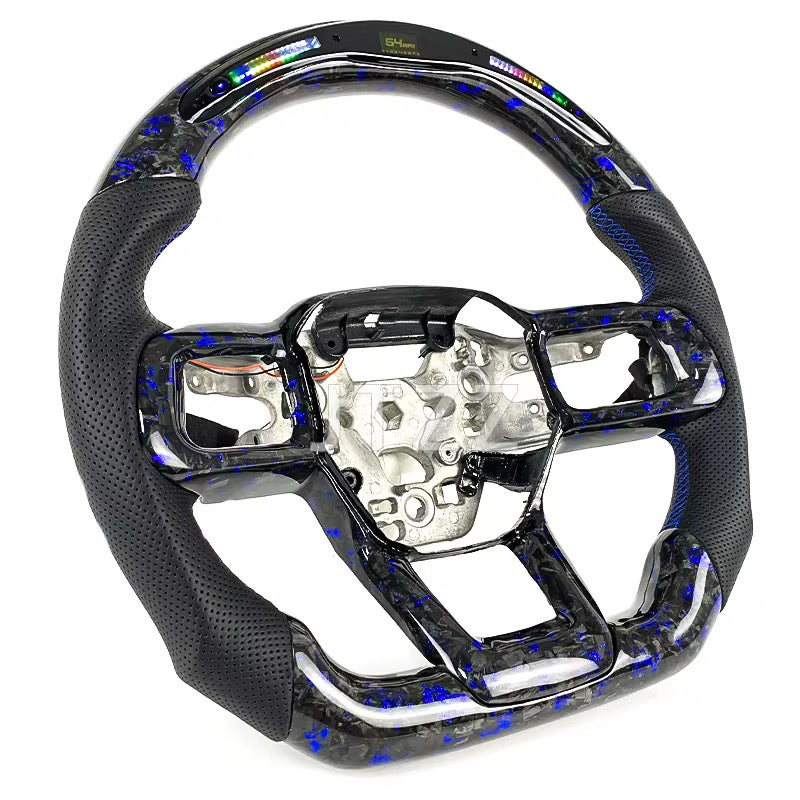 Blue Carbon Fiber With Led Light Steering Wheel – Ford Mustang S650 (2024+) - Exotics Carbon Design
