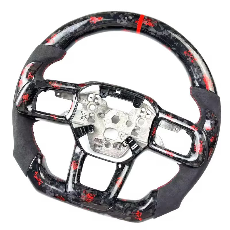 Red Forged Carbon Fiber Steering Wheel – Ford Mustang S650 (2024+) - Exotics Carbon Design