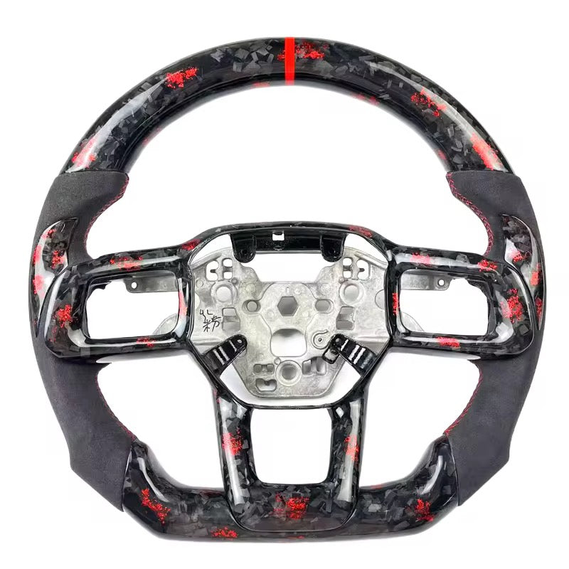 Red Forged Carbon Fiber Steering Wheel – Ford Mustang S650 (2024+) - Exotics Carbon Design