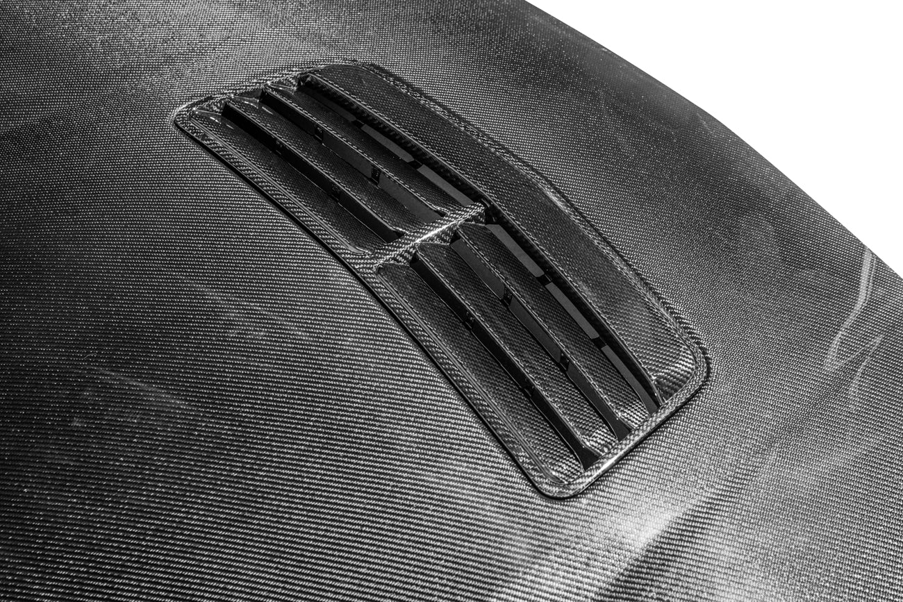 AR Style Carbon Fiber Vented Front Hood – Ford Mustang (2024+) - Exotics Carbon Design