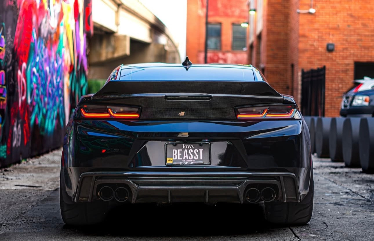 Black RS Style Dual Outlet Rear Diffuser - Chevrolet Camaro (2016–2024) - Exotics Carbon Design