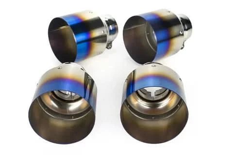 Blue Burnt Titanium Exhaust Tips - Nissan GT-R R35 (2009–2024) - Exotics Carbon Design