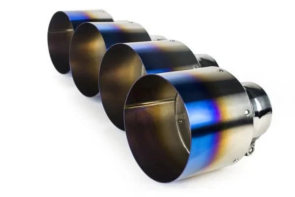 Blue Burnt Titanium Exhaust Tips - Nissan GT-R R35 (2009–2024) - Exotics Carbon Design