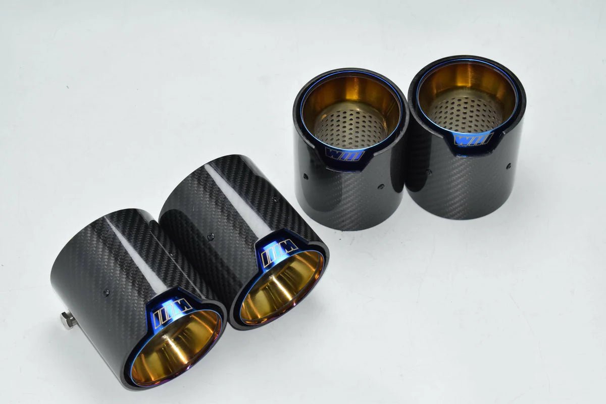 BMW G80 M3 / G82 M4 Carbon Fiber Burnt Titanium Exhaust Tips - Exotics Carbon Design