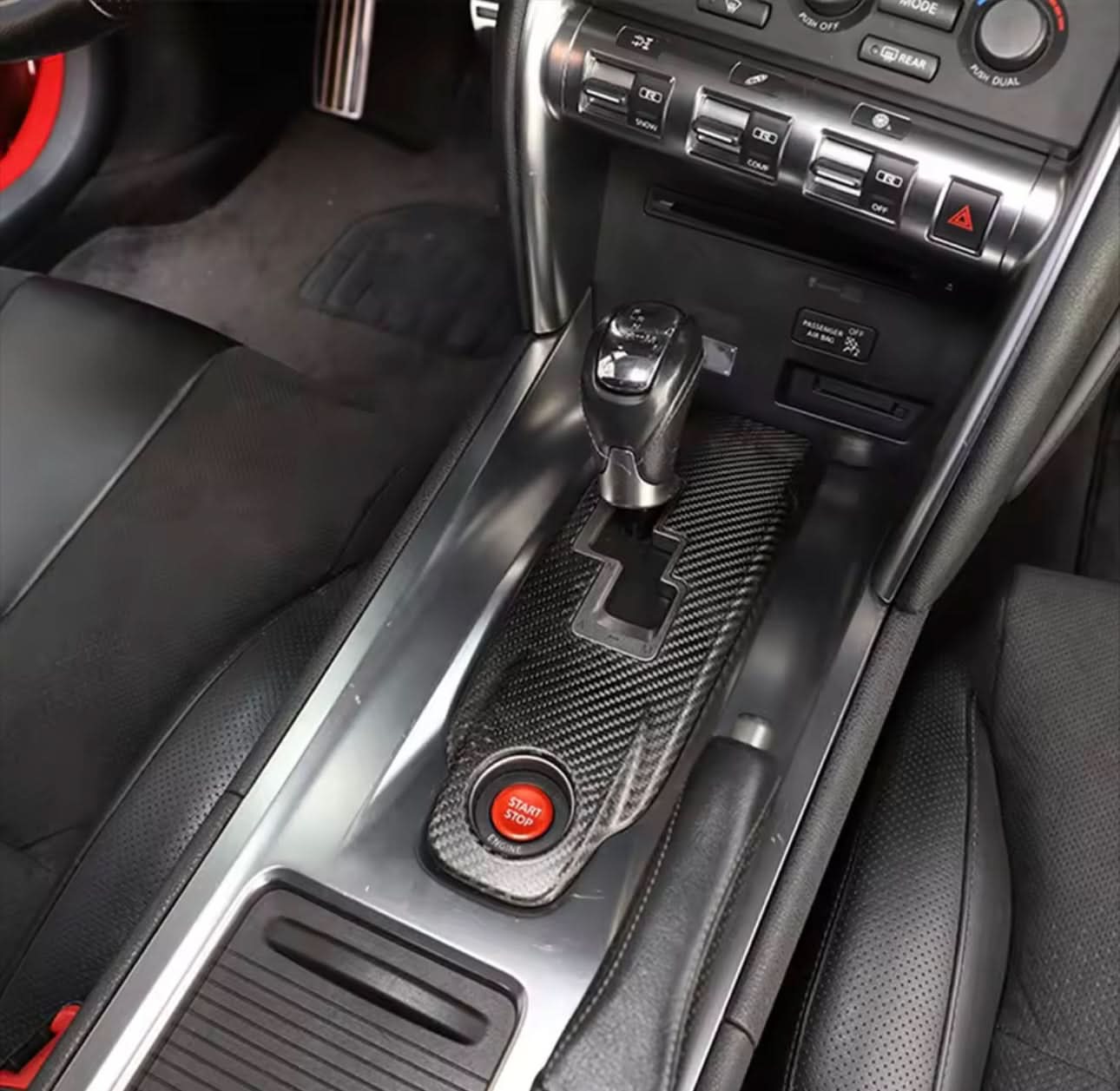 Carbon Fiber Center Console Gear Panel Frame - Nissan GT - R R35 (2009–2016) - Exotics Carbon Design