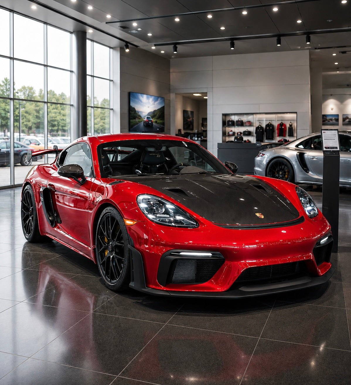 Carbon Fiber GT4 RS Style Front Hood - For Porsche 718 Cayman / Boxster (2017–2024) - Exotics Carbon Design