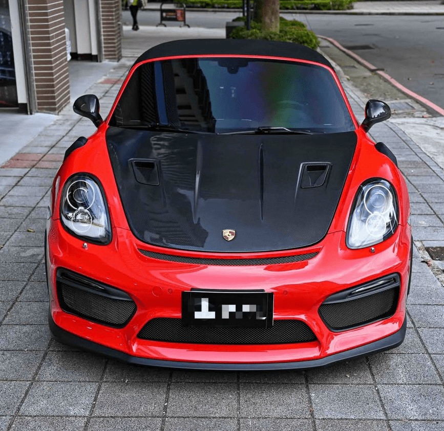 Carbon Fiber GT4 RS Style Front Hood - For Porsche 718 Cayman / Boxster (2017–2024) - Exotics Carbon Design