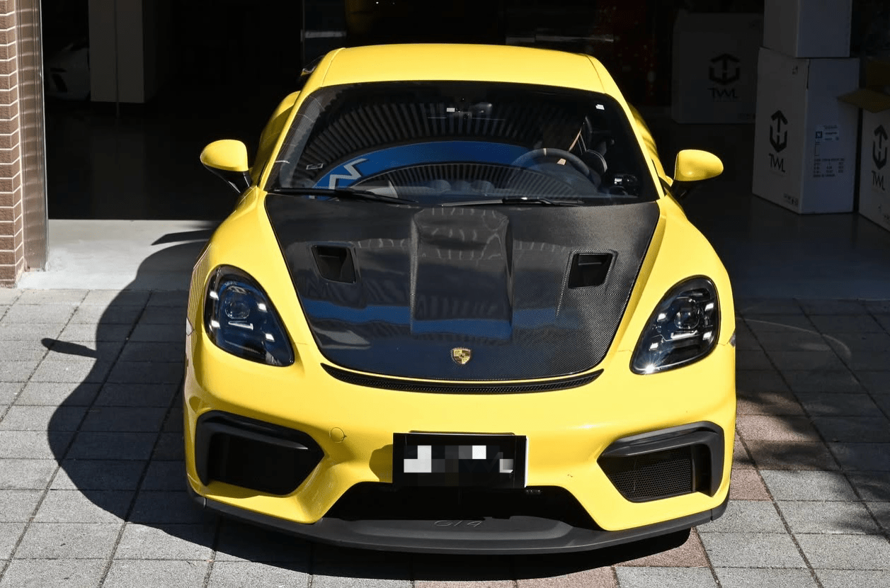Carbon Fiber GT4 RS Style Front Hood - For Porsche 718 Cayman / Boxster (2017–2024) - Exotics Carbon Design
