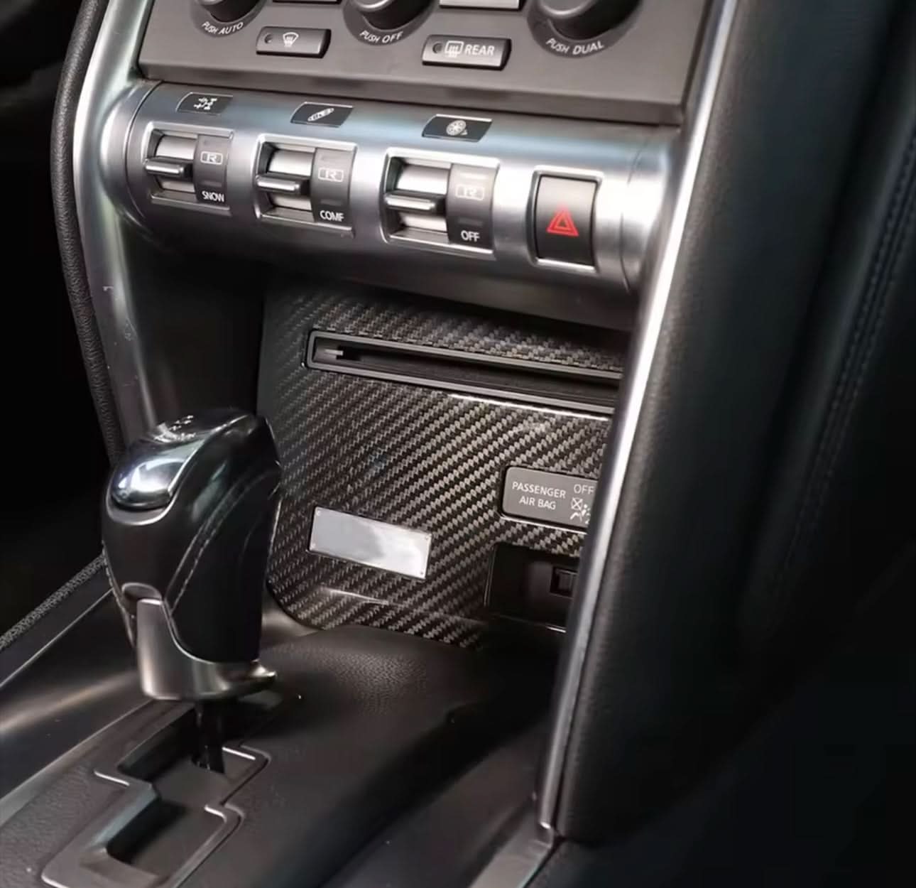 Carbon Fiber Lower Button Panel Trim for Nissan GT - R R35 (2009–2016) - Exotics Carbon Design