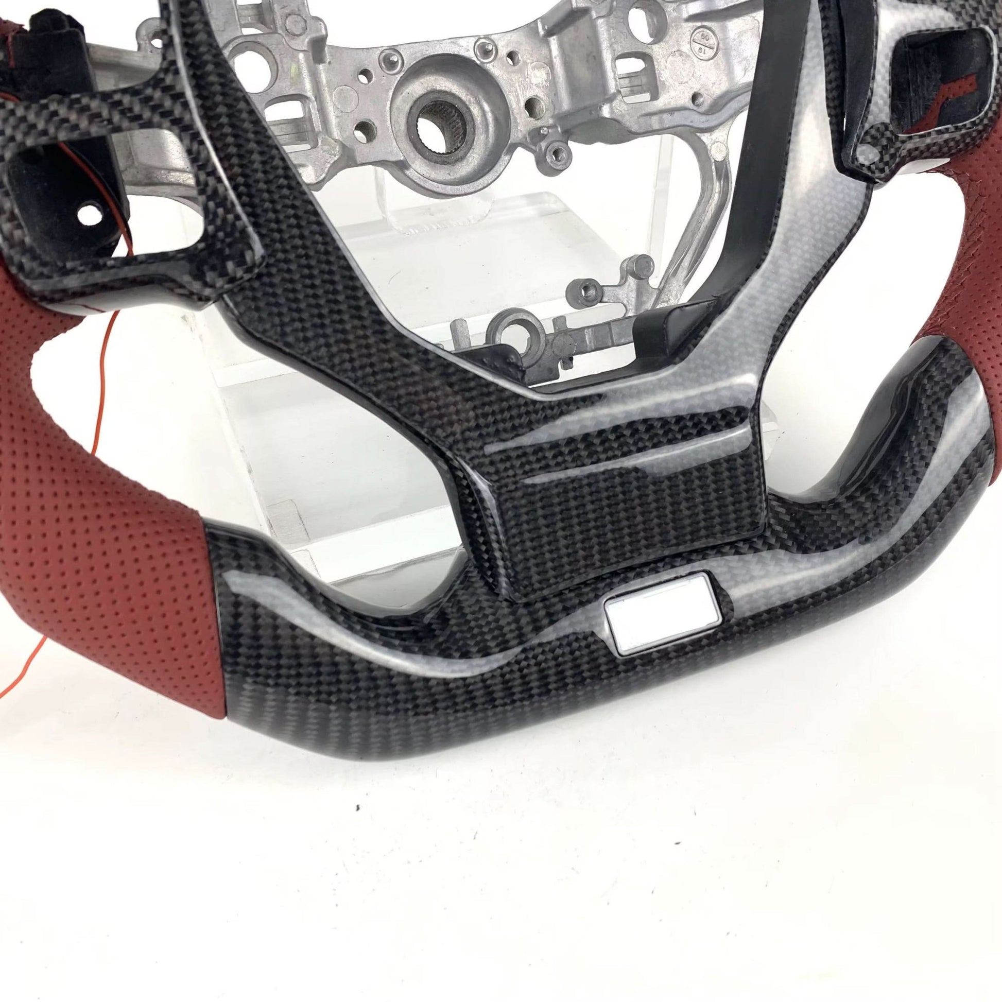 Carbon Fiber Steering Wheel with Red Leather & LED Display - Lexus IS250 / IS350 (2011–2019) - Exotics Carbon Design
